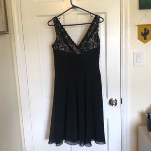 Lace and chiffon little black dress